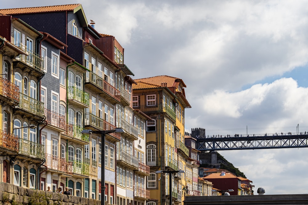 a row of colorful buildings