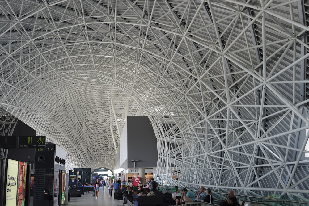 a large group of people in a large building