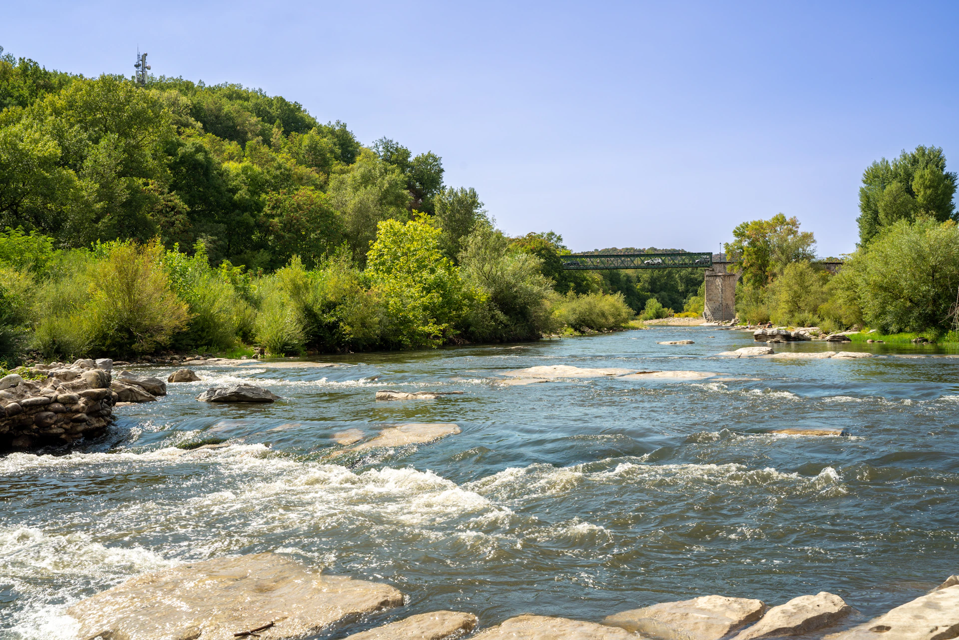 a river with rocks and trees
