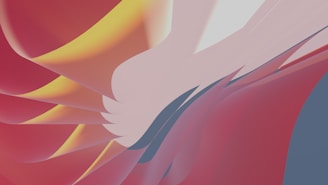 Fluid, abstract shapes with smooth curves and dynamic lines, featuring a blend of warm and cool tones.