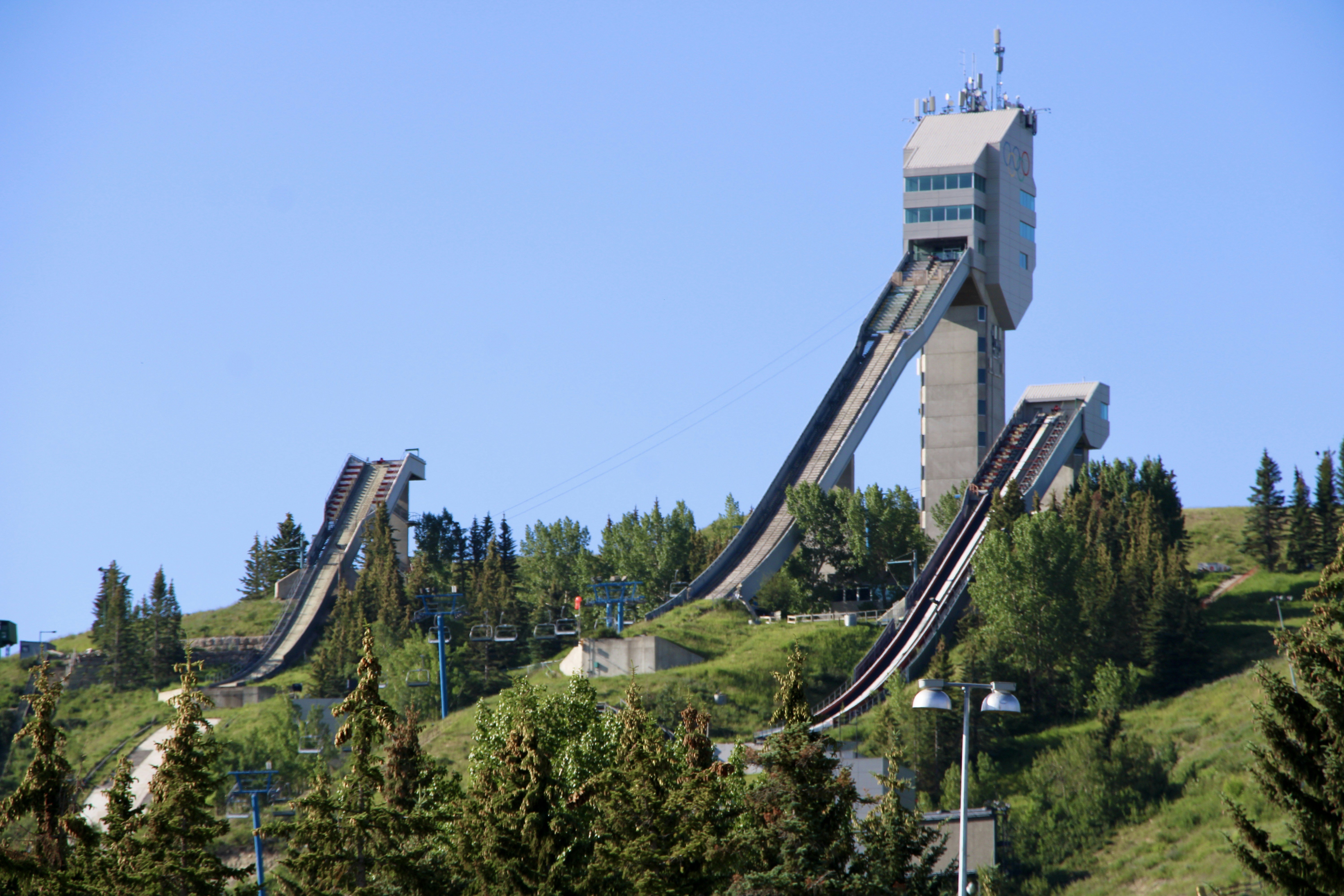a large tower with a bridge