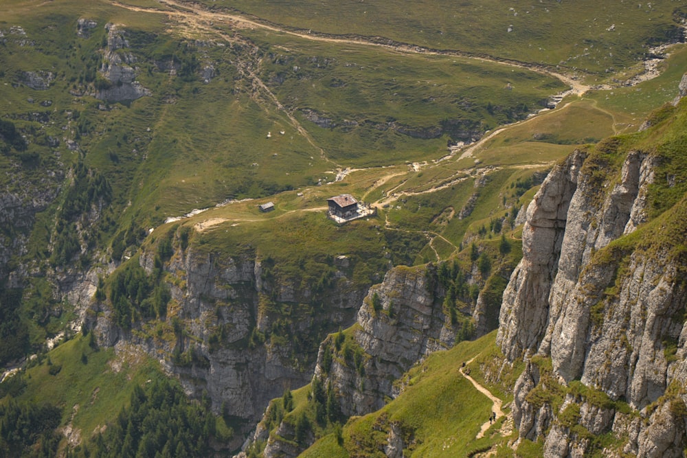 a high angle view of a valley