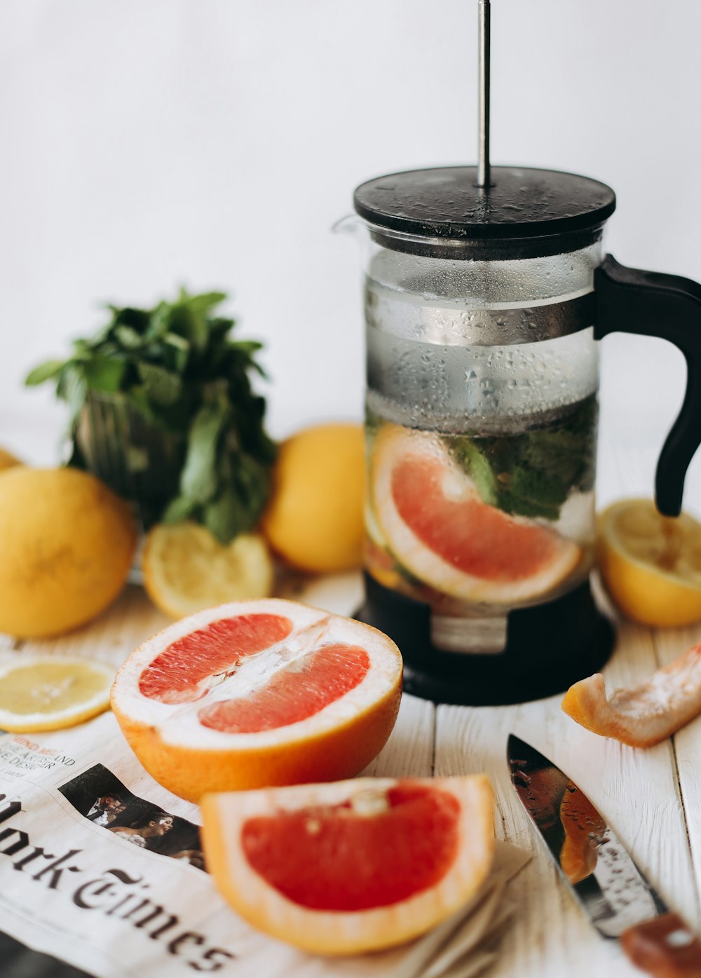 a blender full of fruits