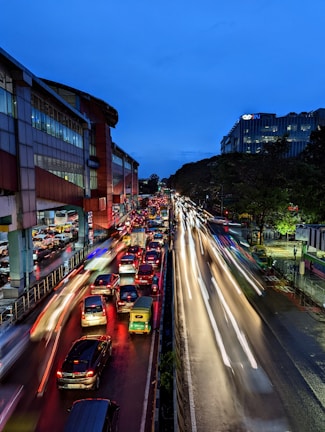 a busy street with cars