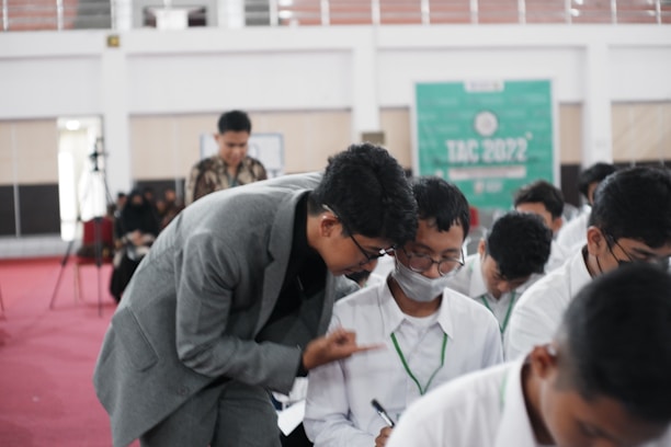 a group of people in a room