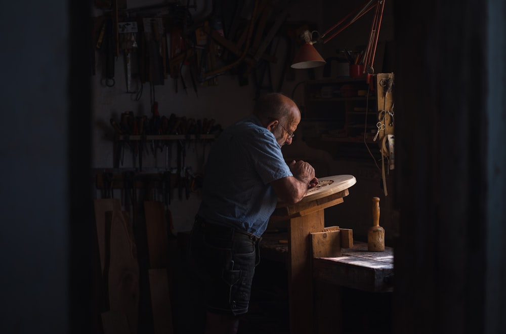 a man working in a shop