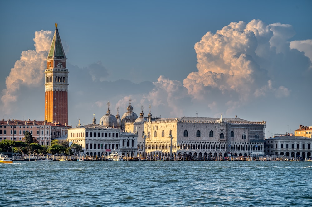 a body of water with buildings along it