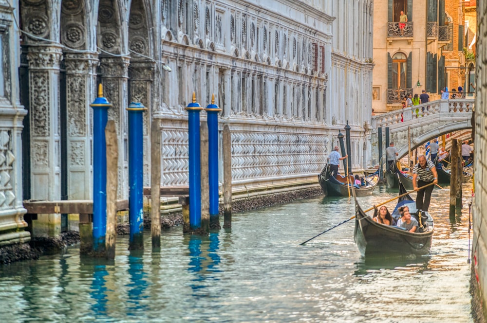 a couple of boats in a canal