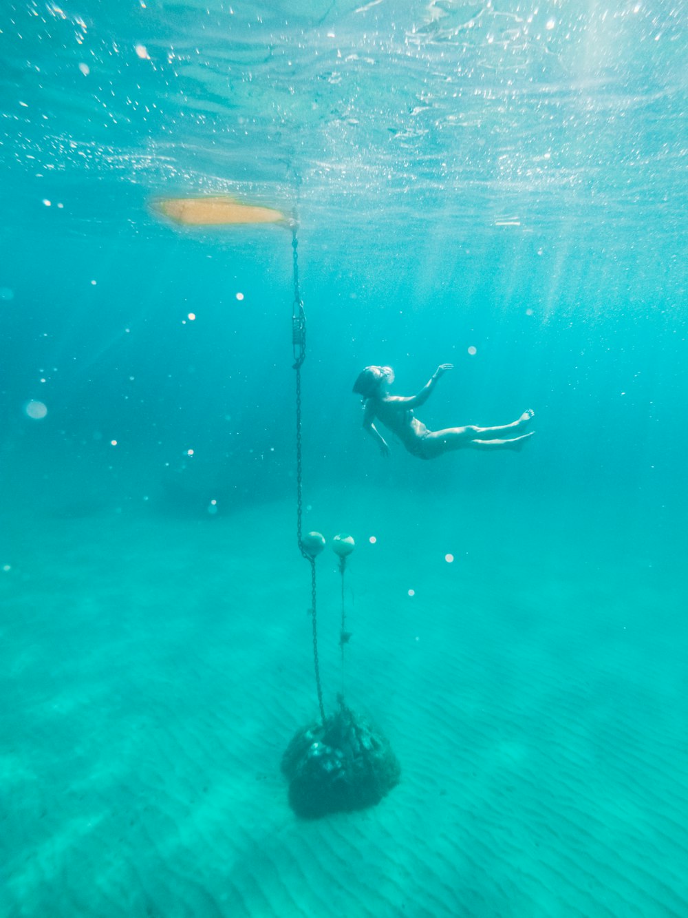 a person swimming in the water