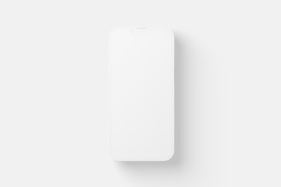 A minimalist design featuring a white smartphone with a blank screen, positioned centrally against a white background. The image emphasizes simplicity and clean lines.