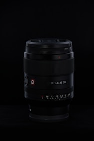 a camera lens on a black background