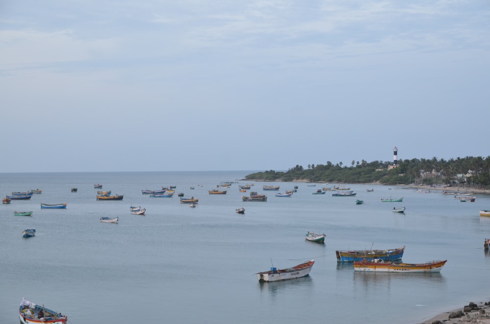 a large body of water with many boats in it