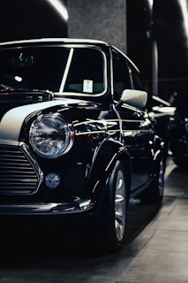 a black car parked