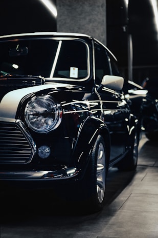 a black car parked