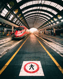 Railway station platform in Italy