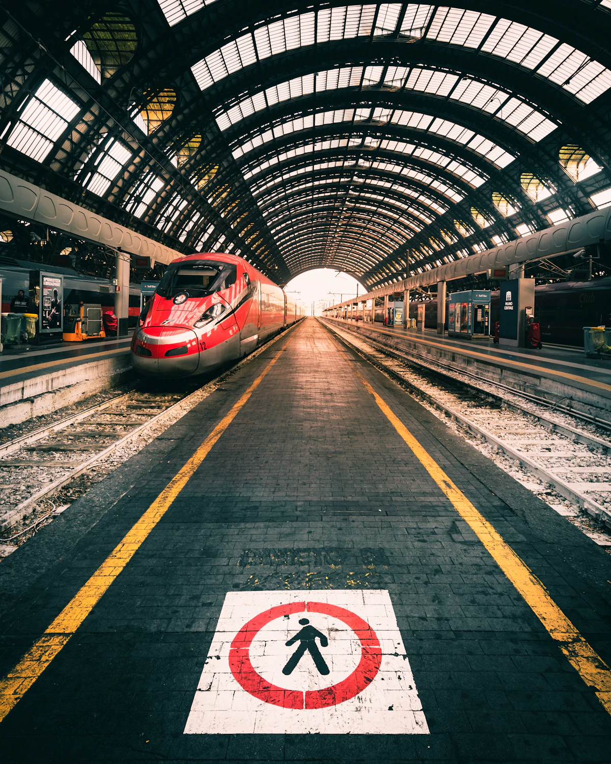 Railway station platform in Italy