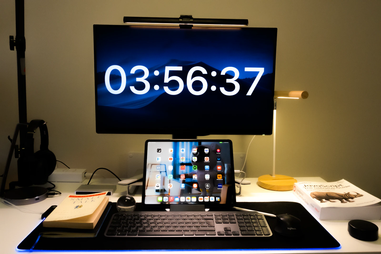 A computer on a desk