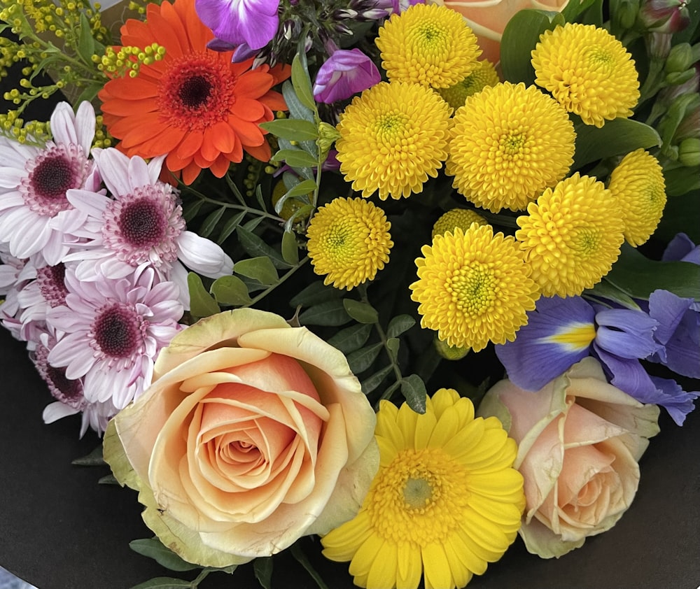 a group of colorful flowers