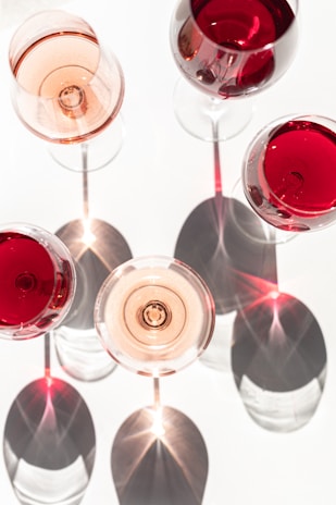 a group of wine glasses