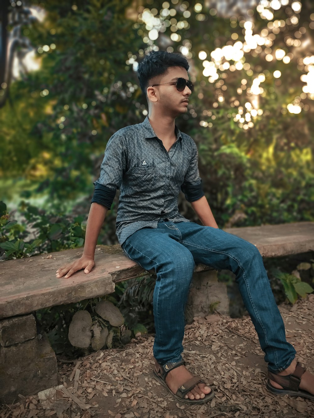 a man sitting on a bench