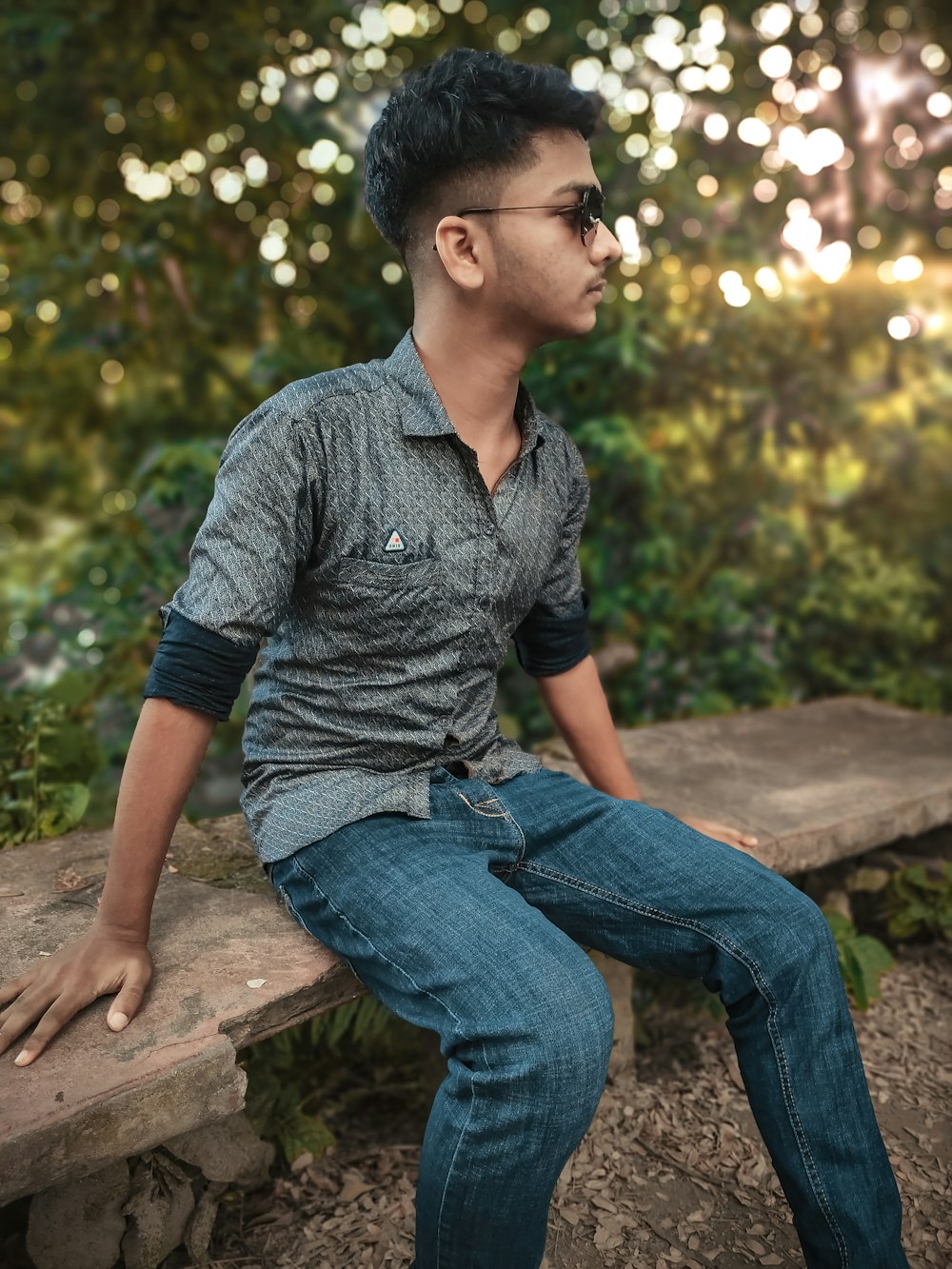 a man sitting on a bench