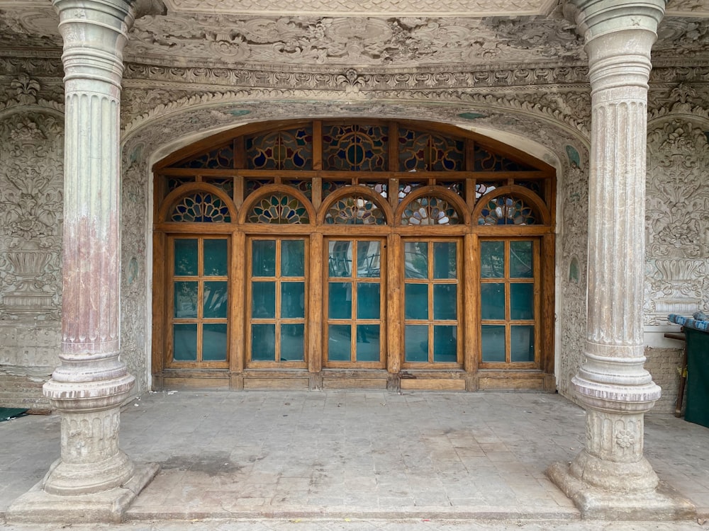 a building with a large door