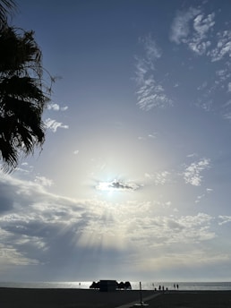 A vibrant snapshot of a sunlit beach with a travel vlogger capturing the moment on camera.