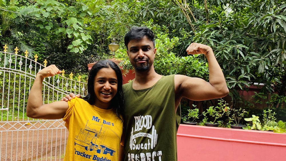 a man and woman posing for a picture