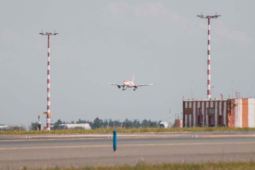 an airplane taking off from an airport