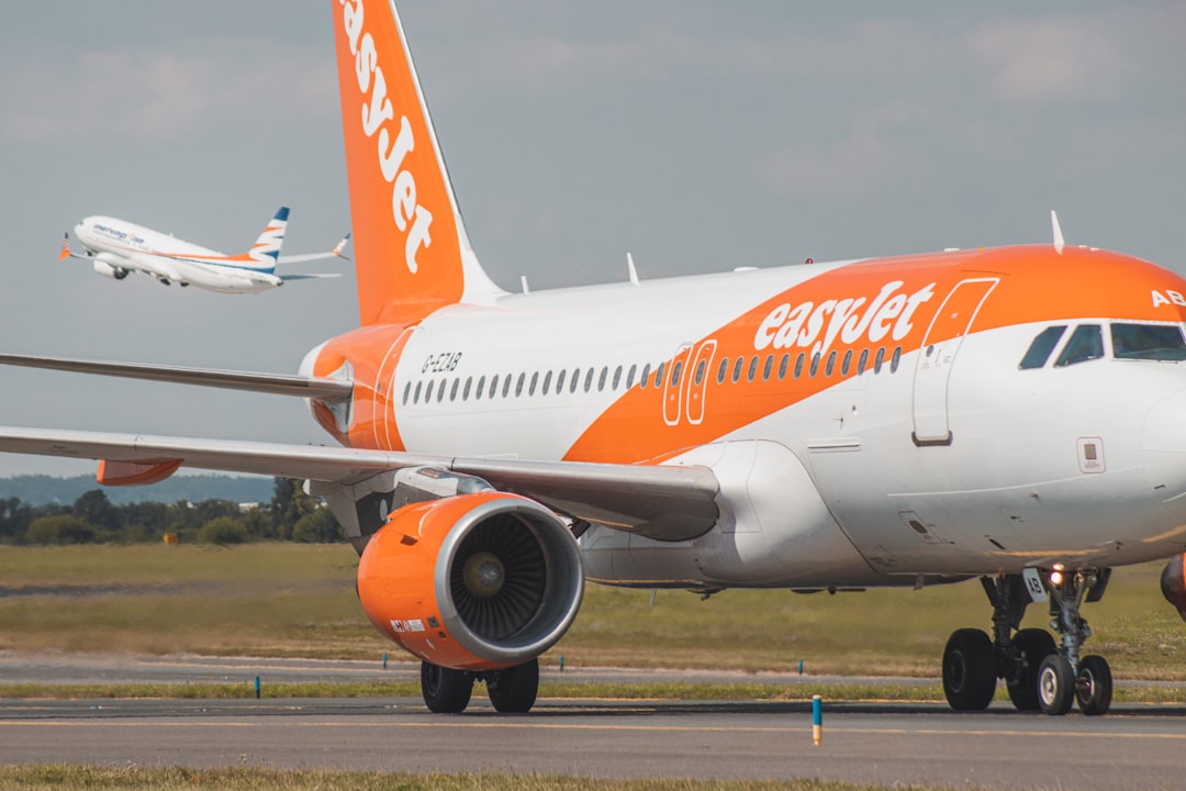 an airplane on the runway,
