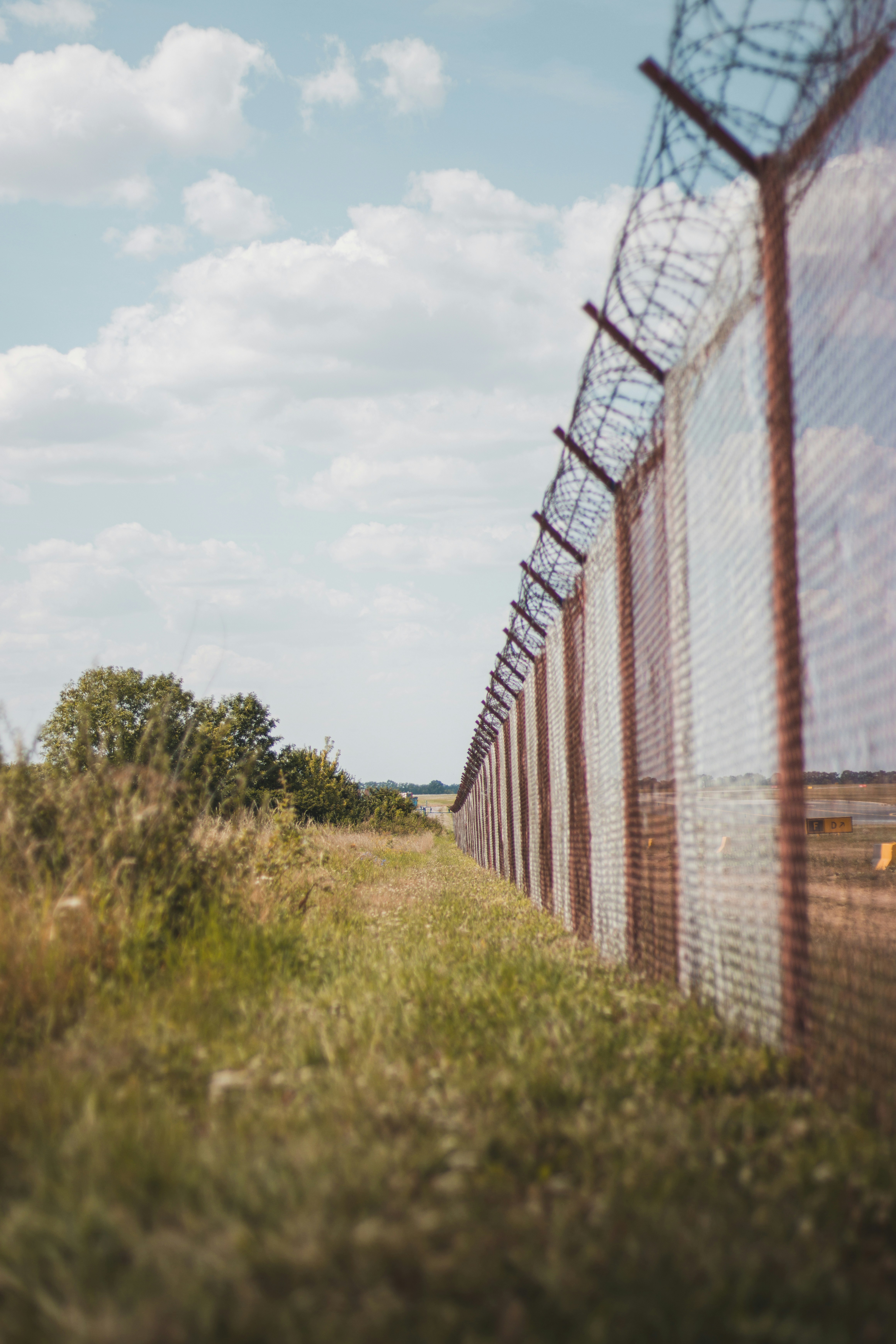 a red bridge over a grassy area