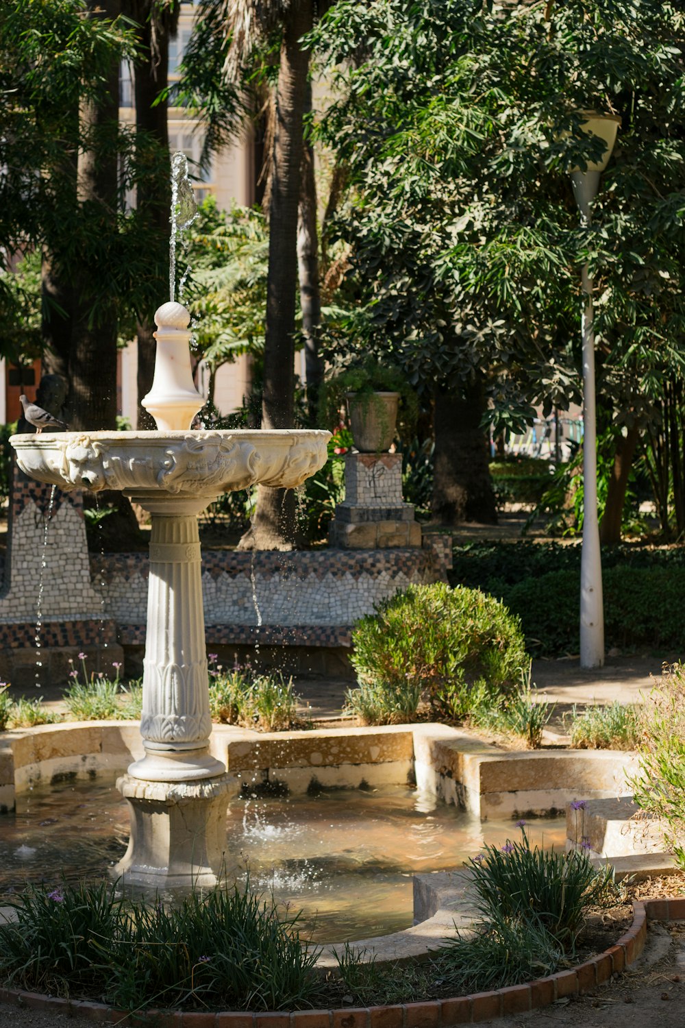 a fountain in a park