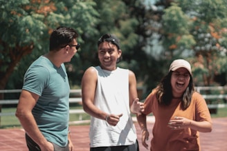 a group of people laughing