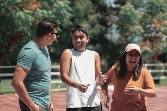 a group of people laughing