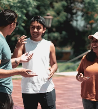 a group of people standing outside