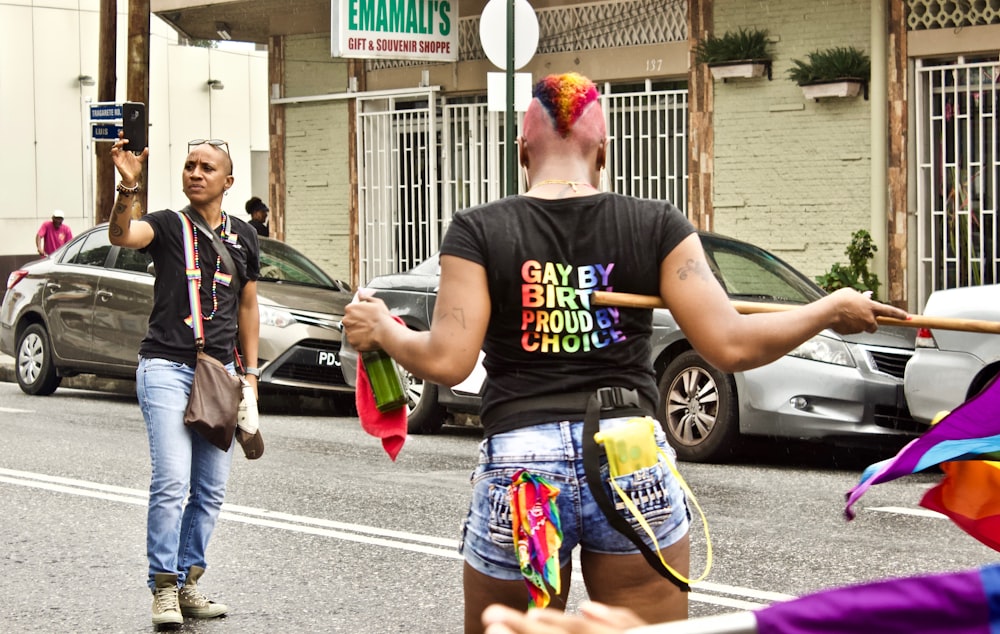 a person holding a flag