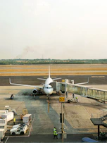 an airplane is being prepared for a flight