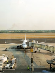 an airplane is being prepared for a flight