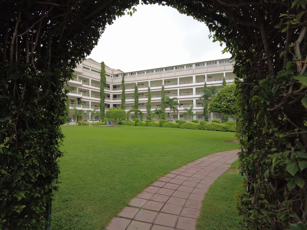 a walkway leading to a building