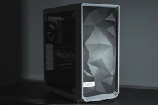 a computer tower with a monitor