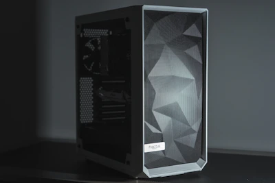 a computer tower with a monitor
