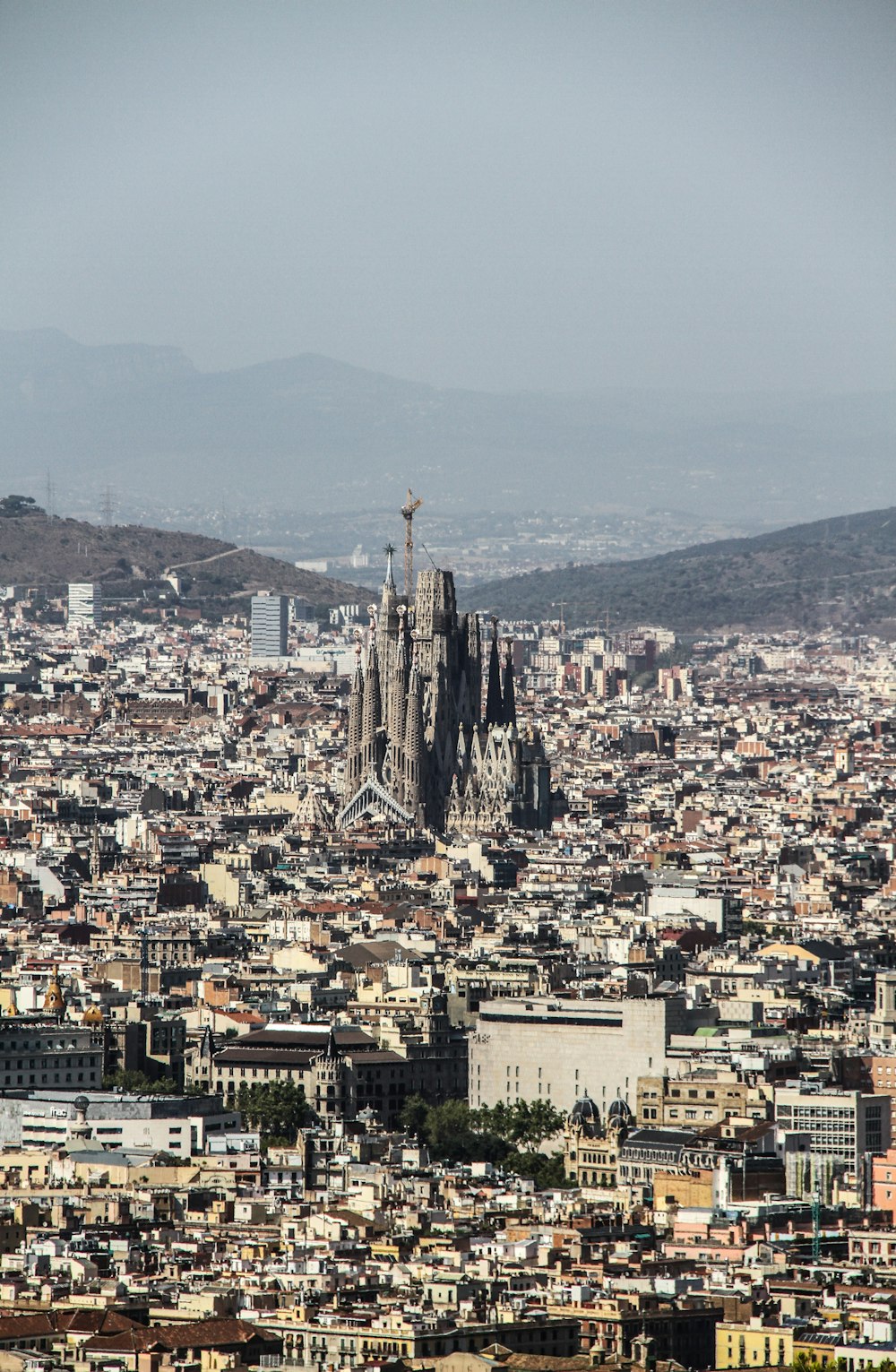 a large city with a tall building