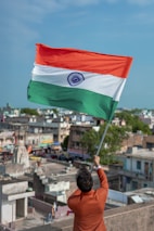 a person holding a flag