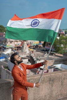 a person holding a flag