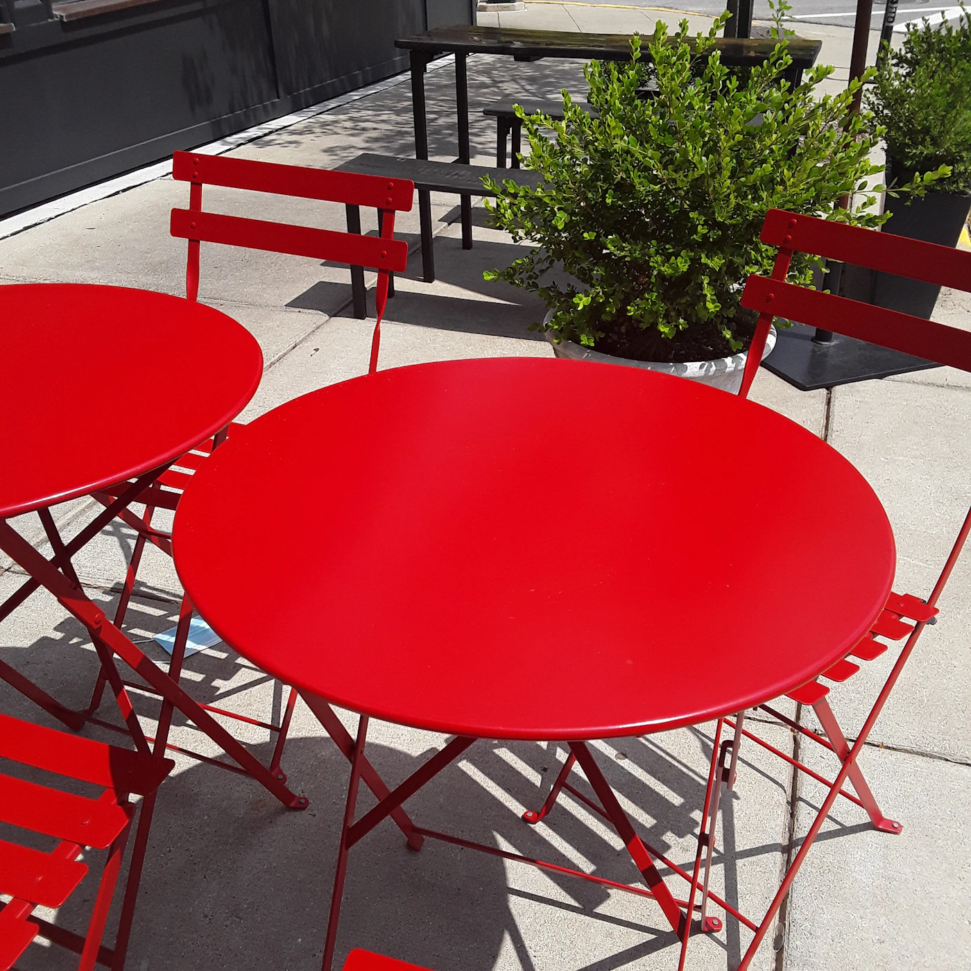 Red bistro tables