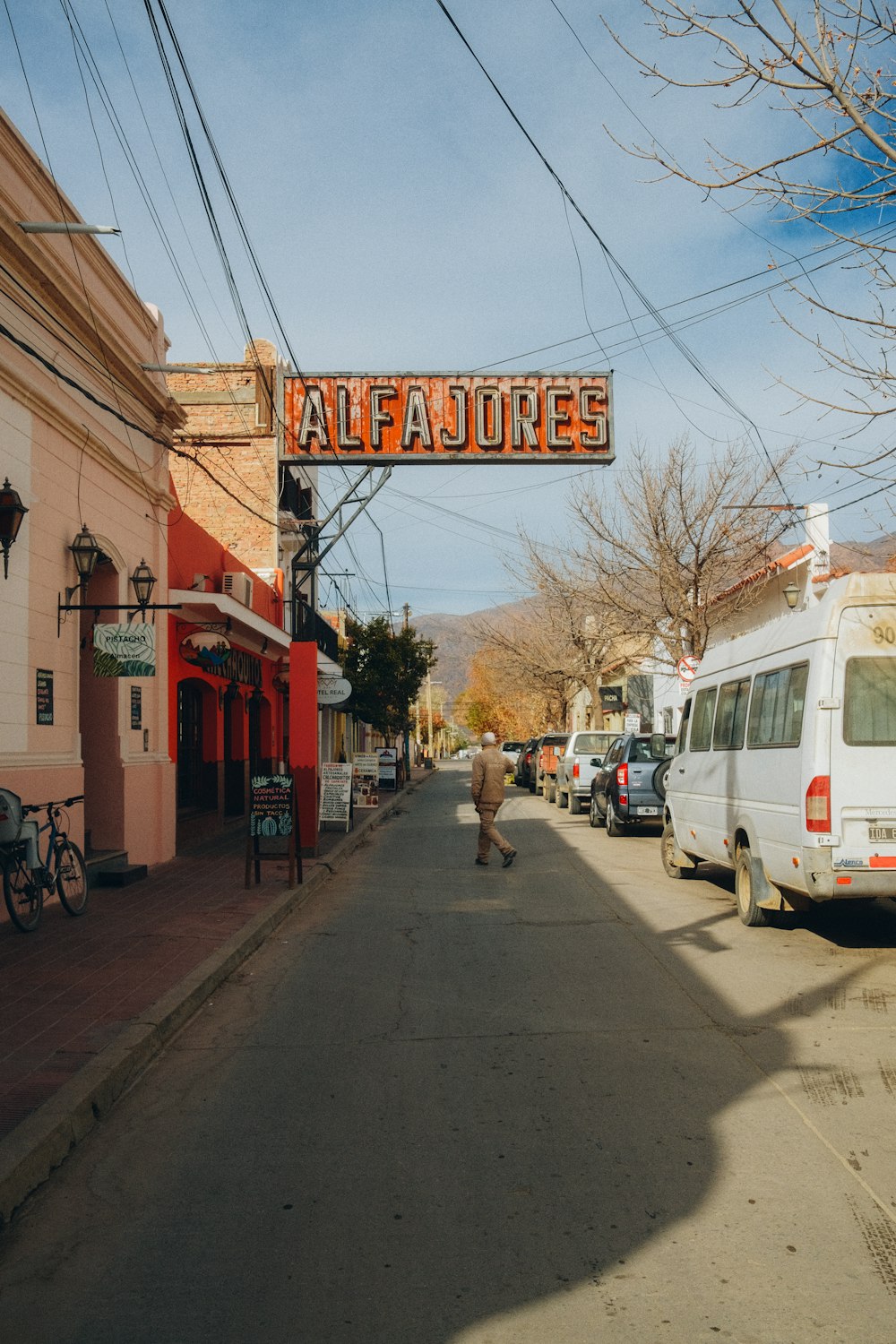 a person walking down a street