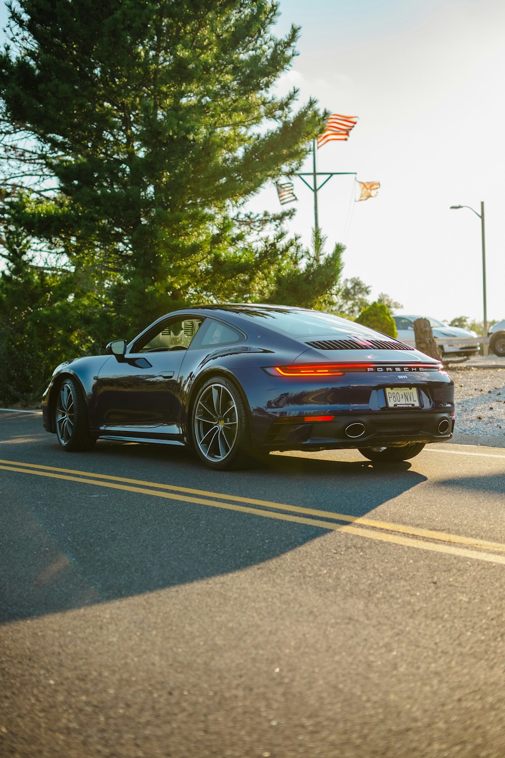 a sports car parked on a road