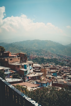 a city with many buildings and trees