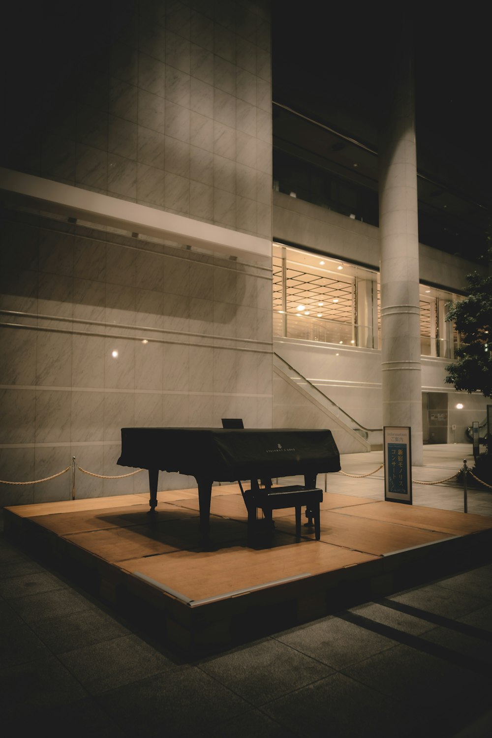 a piano in a building