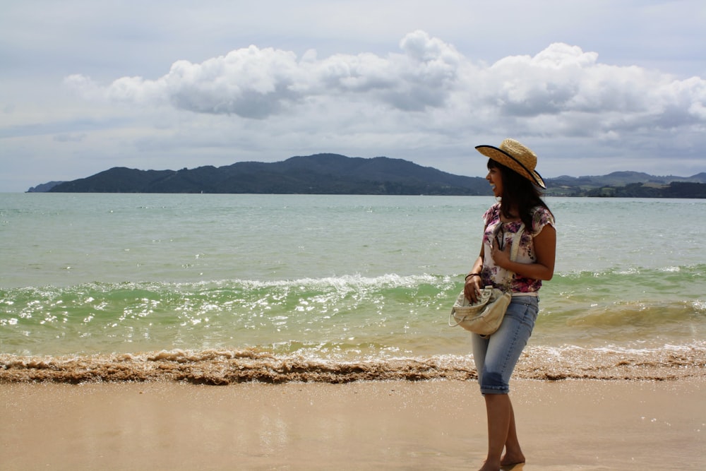 a person walking on a beach